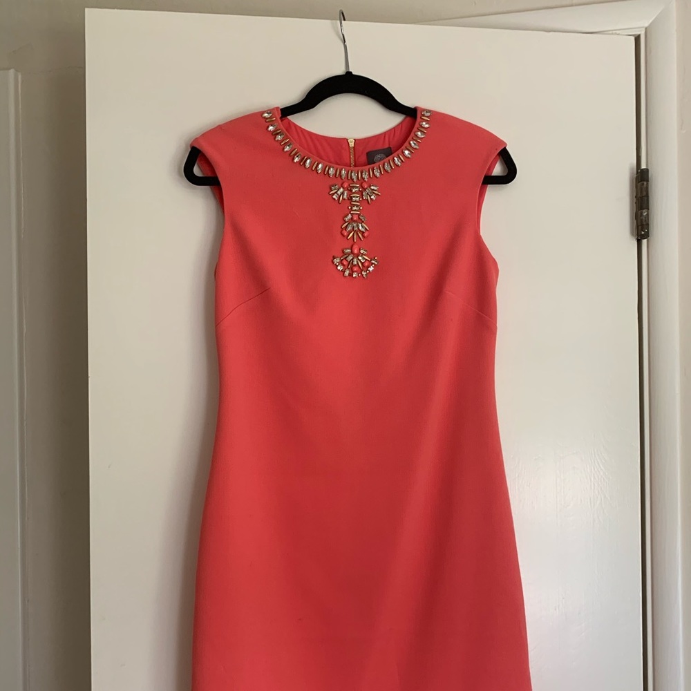 Vince Camuto Size 2 Embellished Coral Mini Dress